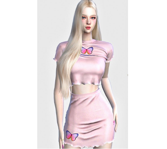 模拟人生4粉色蝴蝶短裙MOD