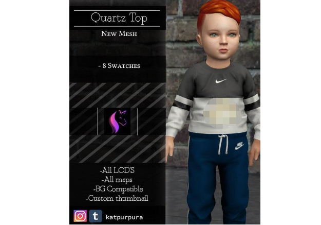 模拟人生4小男孩简洁耐克上衣MOD