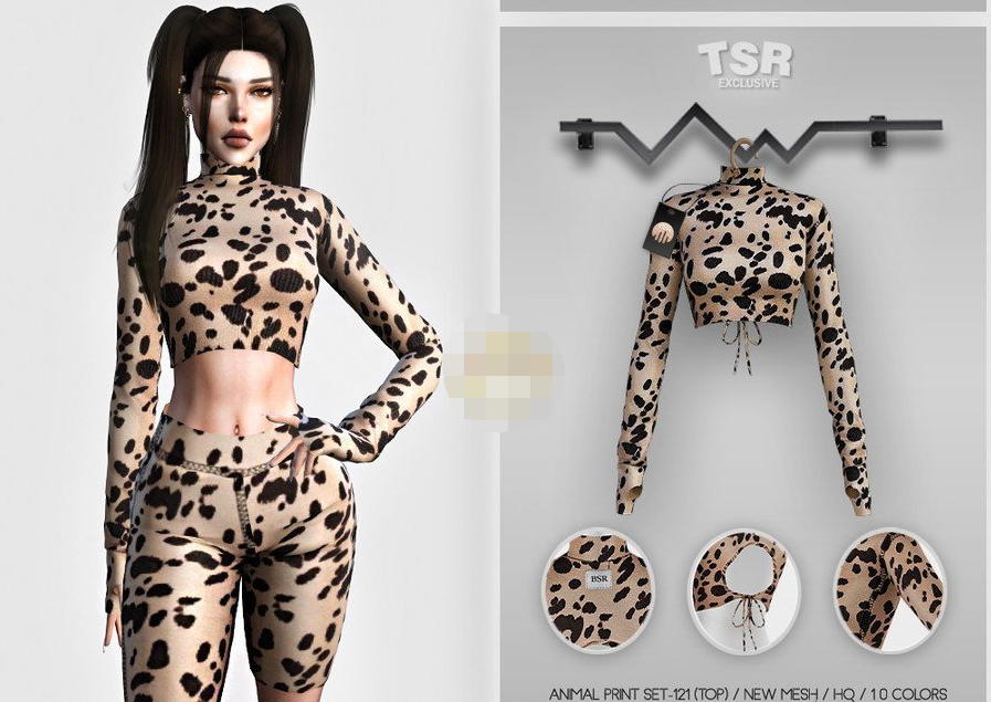 模拟人生4动物印花高领上衣MOD