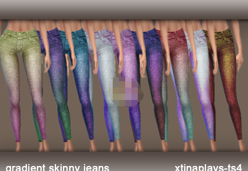 模拟人生4渐变色紧身牛仔裤MOD