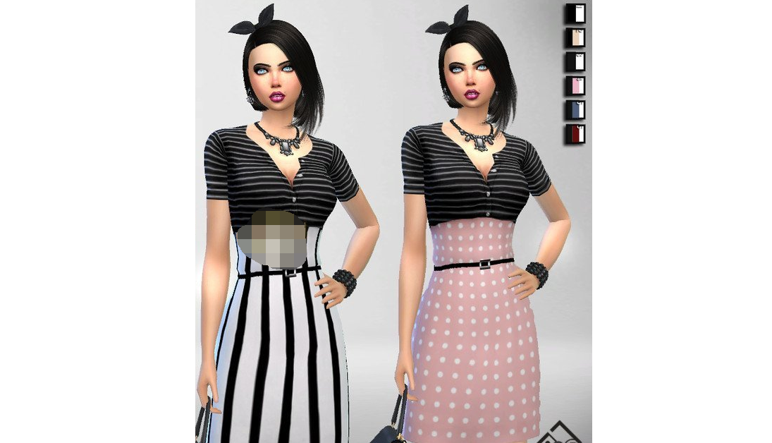 1617783055637712.png 模拟人生4黑白色条纹性感连衣裙MOD