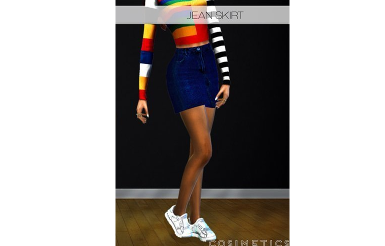 模拟人生4女性深蓝色短裙MOD