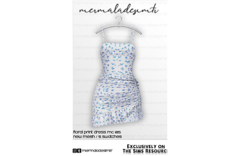 模拟人生4简洁花卉印花连衣裙MOD