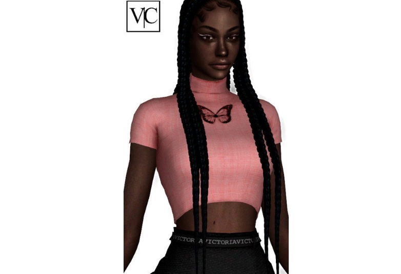 模拟人生4蝴蝶刺绣高领上衣MOD