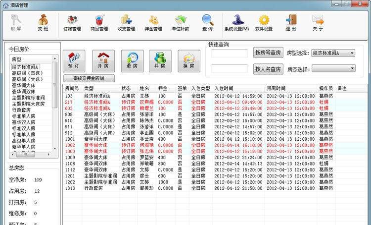 大富豪酒店信息管理系统 v1.7 大富豪酒店信息管理系统 v1.7