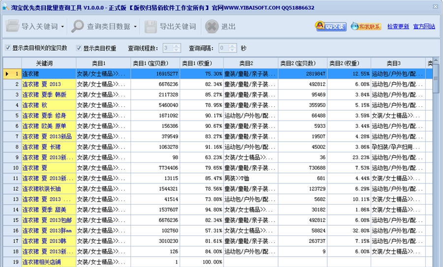 淘宝类目批量查询工具 v1.3.1.5 淘宝类目批量查询工具 v1.3.1.5