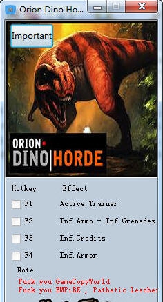 猎户座恐龙强袭四项修改器 v1.5 猎户座恐龙强袭四项修改器 v1.5