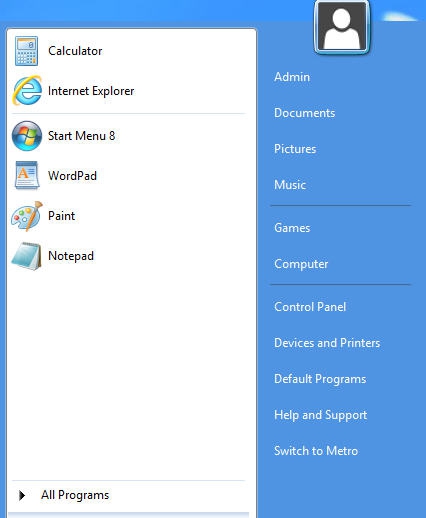 Start Menu 8(Win 8开始菜单恢复) v1.46 Start Menu 8(Win 8开始菜单恢复) v1.46