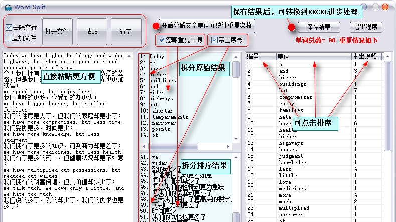 文章单词拆分及单词统计工具WordSplit v2014.11 文章单词拆分及单词统计工具WordSplit v2014.11
