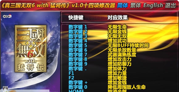 真三国无双6十四项修改器 v1.7 真三国无双6十四项修改器 v1.7