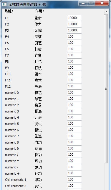 武林群侠传四十项修改器 v1.7 武林群侠传四十项修改器 v1.7