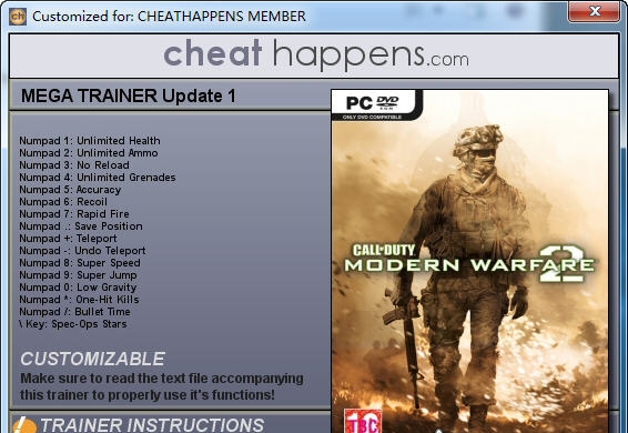 使命召唤6十项修改器 v1.7 使命召唤6十项修改器 v1.7