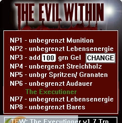 恶灵附身刽子手DLC八项修改器 v3.6 恶灵附身刽子手DLC八项修改器 v3.6