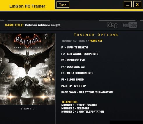 蝙蝠侠阿甘骑士十项修改器 v1.5 蝙蝠侠阿甘骑士十项修改器 v1.5