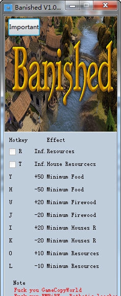 放逐之城六项修改器 v3.6 放逐之城六项修改器 v3.6