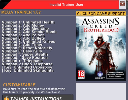 刺客信条兄弟会八项修改器 v5.5 刺客信条兄弟会八项修改器 v5.5