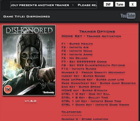 耻辱二十项修改器 v3.6 耻辱二十项修改器 v3.6