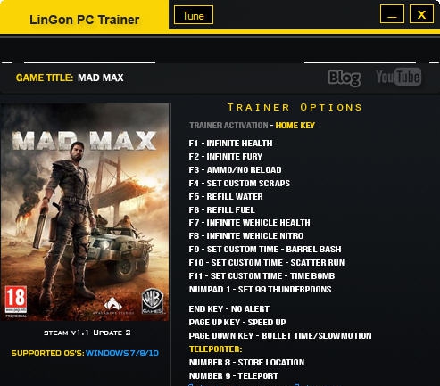 疯狂麦克斯十八项修改器 v3.4 疯狂麦克斯十八项修改器 v3.4