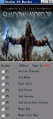 中土世界暗影魔多八项修改器 v3.5 中土世界暗影魔多八项修改器 v3.5