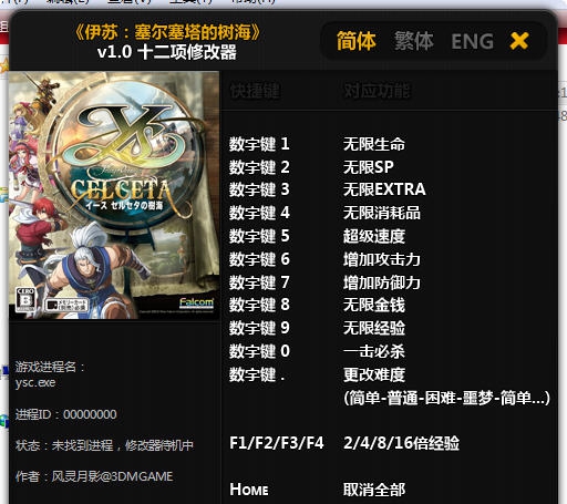 伊苏塞尔塞塔的树海十二项修改器 v2.4 伊苏塞尔塞塔的树海十二项修改器 v2.4