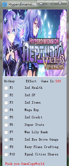 神次元海王星重生3十项修改器 v3.7 神次元海王星重生3十项修改器 v3.7