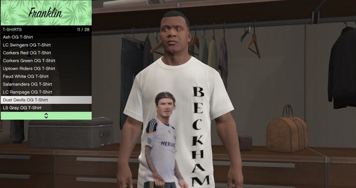 GTA5贝克汉姆人物图案T恤MOD v2.7 GTA5贝克汉姆人物图案T恤MOD v2.7