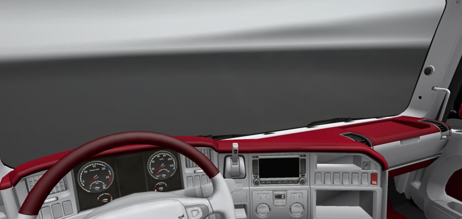 欧洲卡车模拟2斯卡尼亚红白内饰MOD v2.7 欧洲卡车模拟2斯卡尼亚红白内饰MOD v2.7