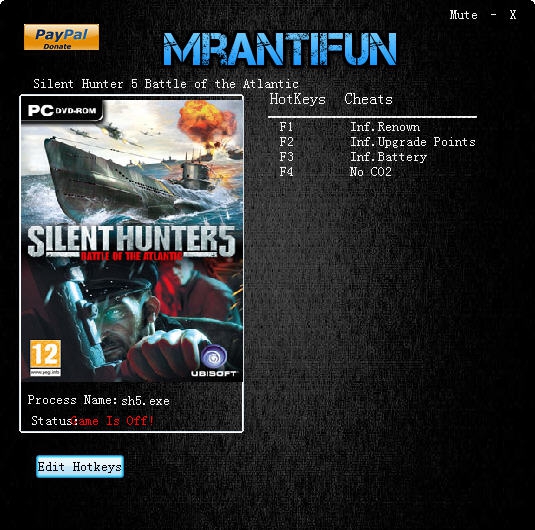 猎杀潜航5大西洋战役四项修改器 v3.7 猎杀潜航5大西洋战役四项修改器 v3.7