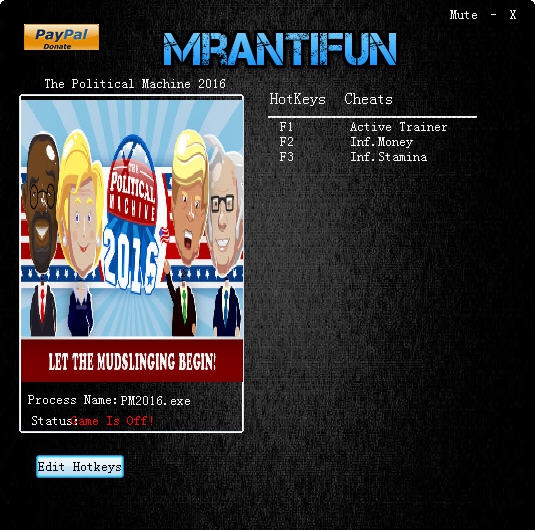 政治机器2016两项修改器 v2.5 政治机器2016两项修改器 v2.5