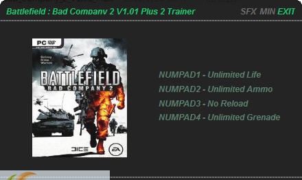 战地叛逆连队2四项修改器 v2.6 战地叛逆连队2四项修改器 v2.6