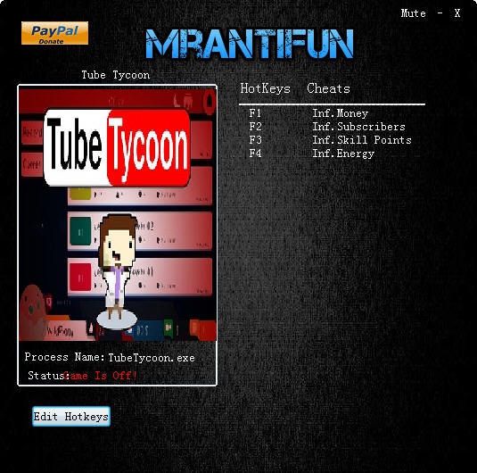 Youtube视频播主大亨四项修改器 v3.7 Youtube视频播主大亨四项修改器 v3.7