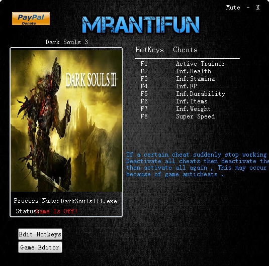 黑暗之魂3十七项修改器 v1.17 黑暗之魂3十七项修改器 v1.17