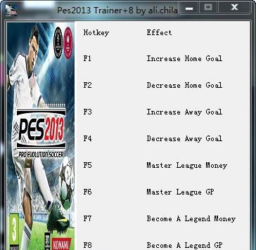 实况足球2013八项作弊修改器 v2.11 实况足球2013八项作弊修改器 v2.11