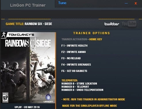 彩虹六号围攻七项修改器 v3.5 彩虹六号围攻七项修改器 v3.5
