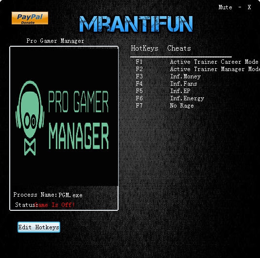 职业玩家经理五项修改器 v2.5 职业玩家经理五项修改器 v2.5