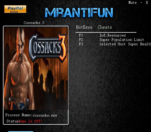 哥萨克3三项修改器 v3.3 哥萨克3三项修改器 v3.3