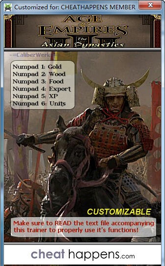 帝国时代3亚洲王朝六项修改器 v3.6 帝国时代3亚洲王朝六项修改器 v3.6