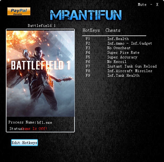 战地1十项修改器 v173211 战地1十项修改器 v173211