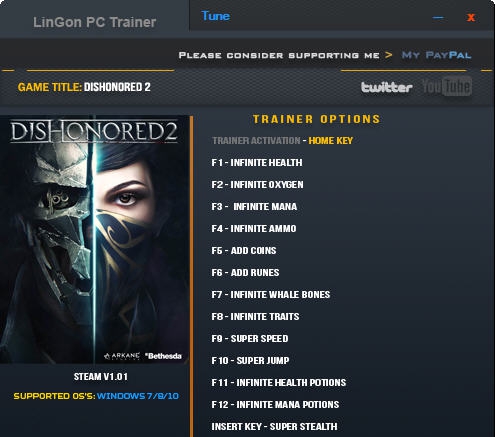 耻辱2/羞辱2十七项修改器 v3.4 耻辱2/羞辱2十七项修改器 v3.4