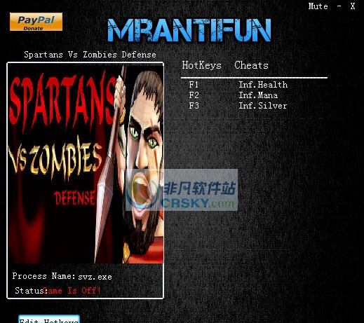 斯巴达大战僵尸三项修改器 v3.4 斯巴达大战僵尸三项修改器 v3.4