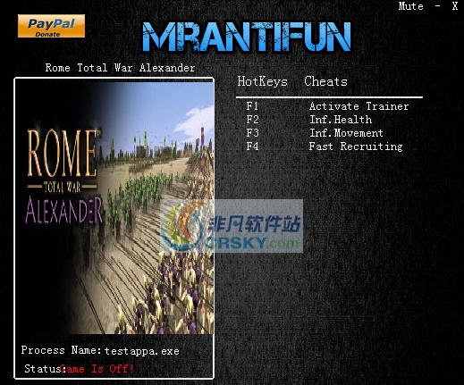 罗马全面战争亚历山大三项修改器 v3.7