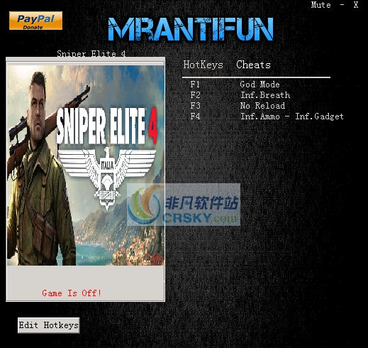 狙击精英4五项修改器 v3.4 狙击精英4五项修改器 v3.4