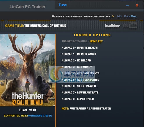 猎人荒野的呼唤九项修改器 v3.5 猎人荒野的呼唤九项修改器 v3.5