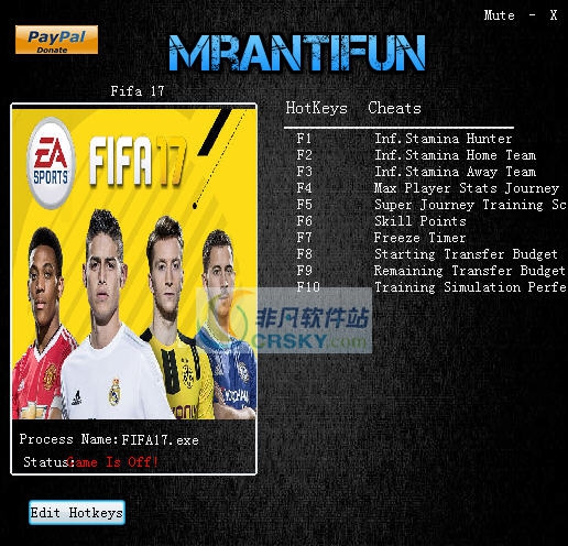 FIFA17十项修改器 v3.6 FIFA17十项修改器 v3.6
