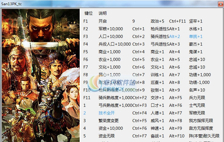 三国志13威力加强版五十四项修改器 v3.8 三国志13威力加强版五十四项修改器 v3.8