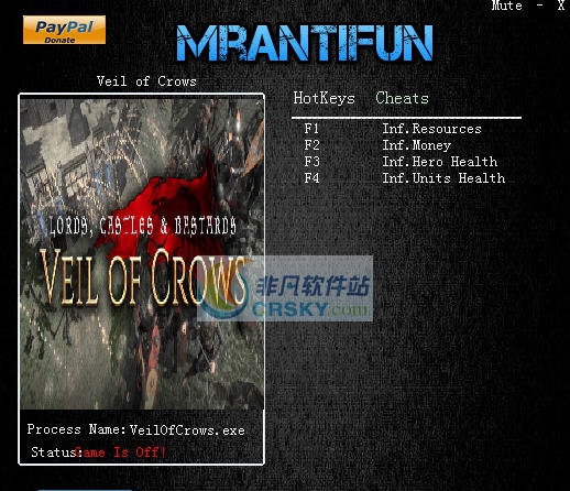 乌鸦的面纱四项修改器 MrAntiFunv1.3 乌鸦的面纱四项修改器 MrAntiFunv1.3