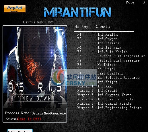 奥西里斯新黎明十八项修改器 v0.1.166 奥西里斯新黎明十八项修改器 v0.1.166