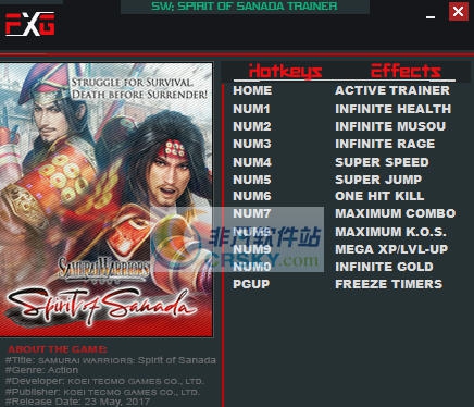 战国无双真田丸十一项修改器 v3.5 战国无双真田丸十一项修改器 v3.5