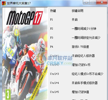 摩托GP17十九项修改器 v3.6 摩托GP17十九项修改器 v3.6