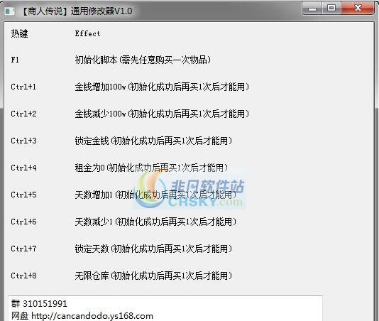 商人传说通用九项修改器 v3.5 商人传说通用九项修改器 v3.5
